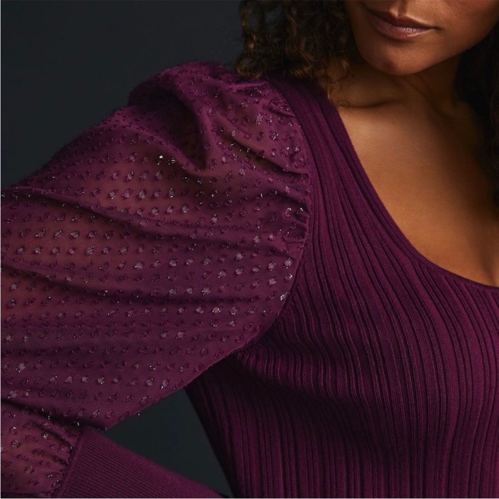 NWT Anthropologie Plum/Purple Long sleeve  Sweater - Picture 2 of 14